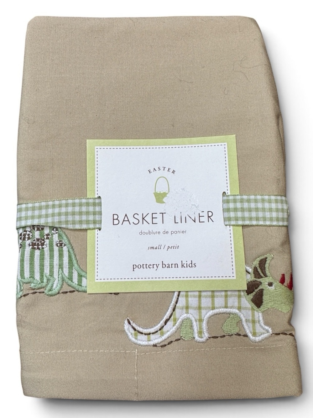 Pottery Barn Kids Easter Basket Liner Bunny Green Plaid Tan PBK New